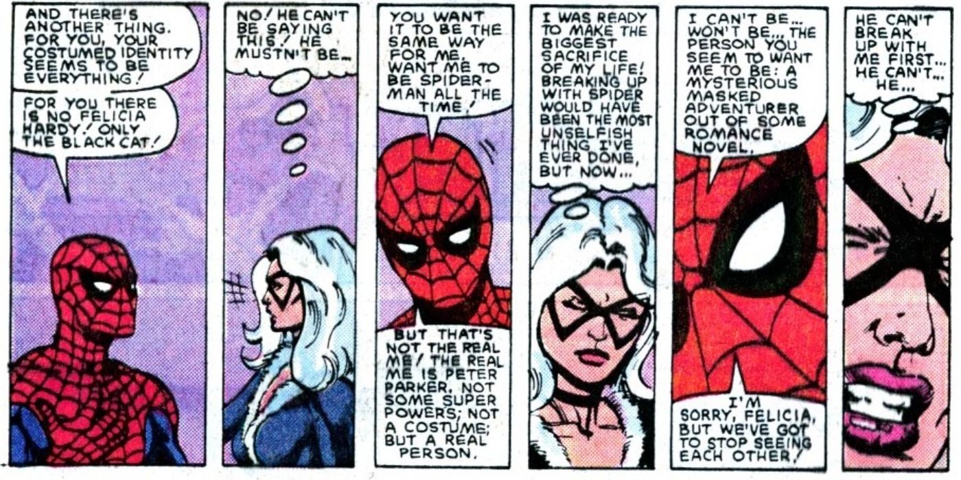 Spider-Man and Black Cat break up in Marvel Comics.
