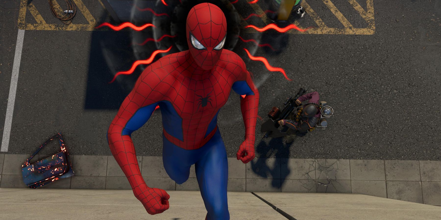 Spider-Man running up a wall in Marvel's Avengers