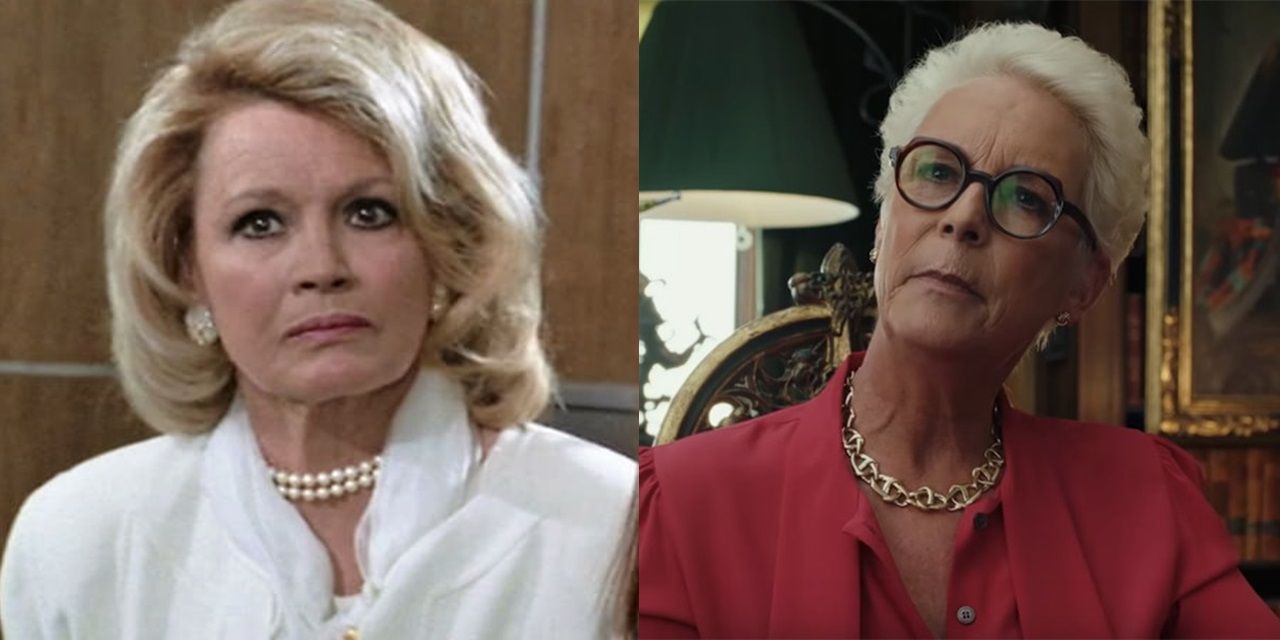 Split image of Angie Dickinson in Sabrina and Jamie Lee Curtis in Knives Out