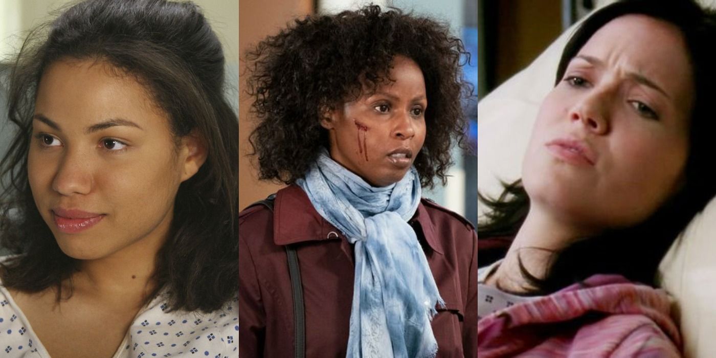 Split image of Beth Munroe, Abby Redding, and Mary Portman in Grey&rsquo;s Anatomy