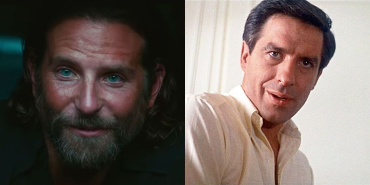 Split image of Bradley Cooper in A Star is Born and John Cassavetes in Rosemary's Baby