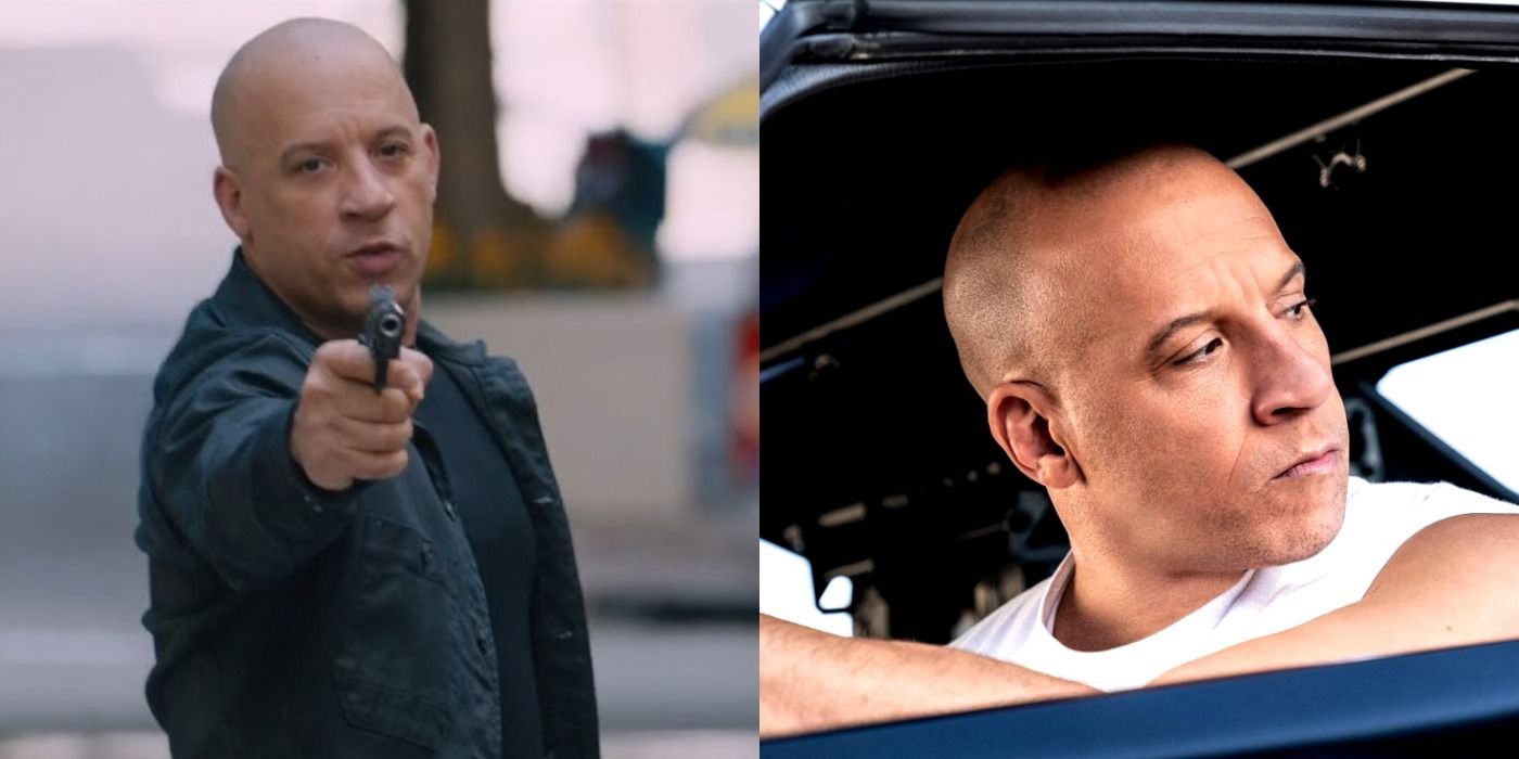 Split image of Dom in The Fate of the Furious and Fast &amp; Furious