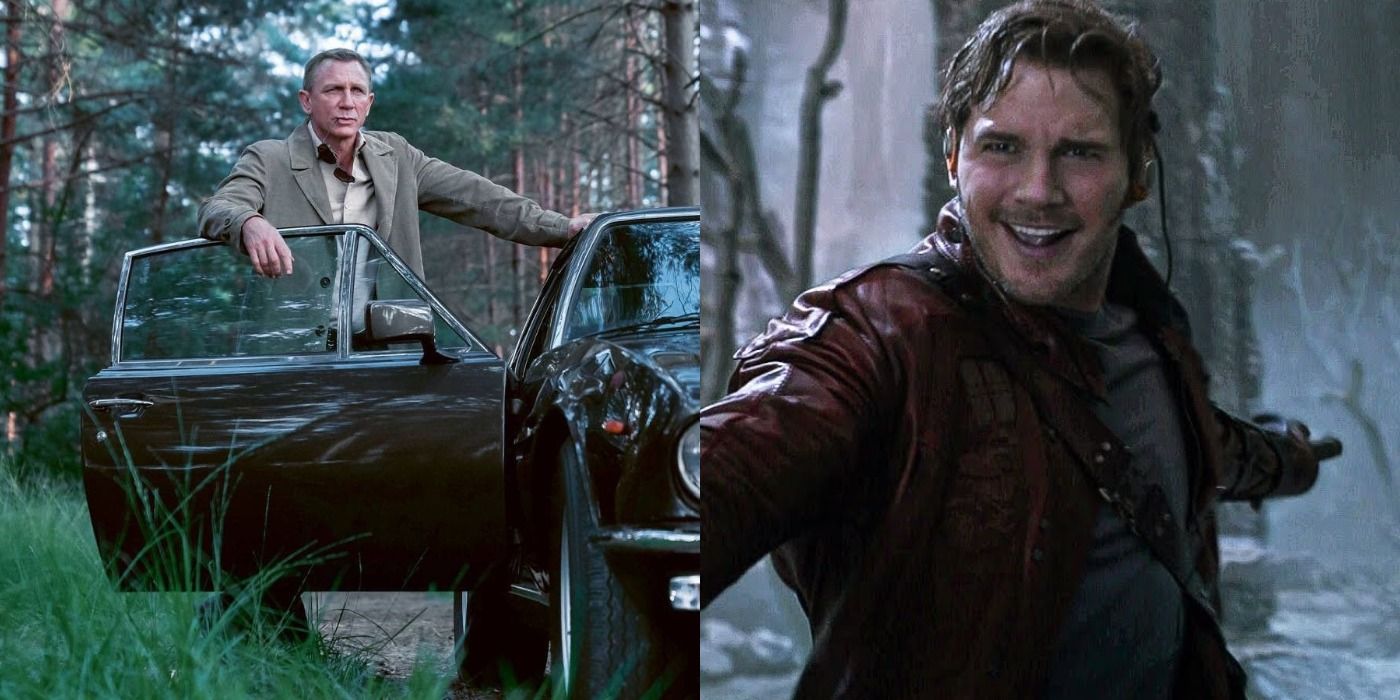 Split image of James Bond in No Time To Die and Peter in Guardians of the Galaxy