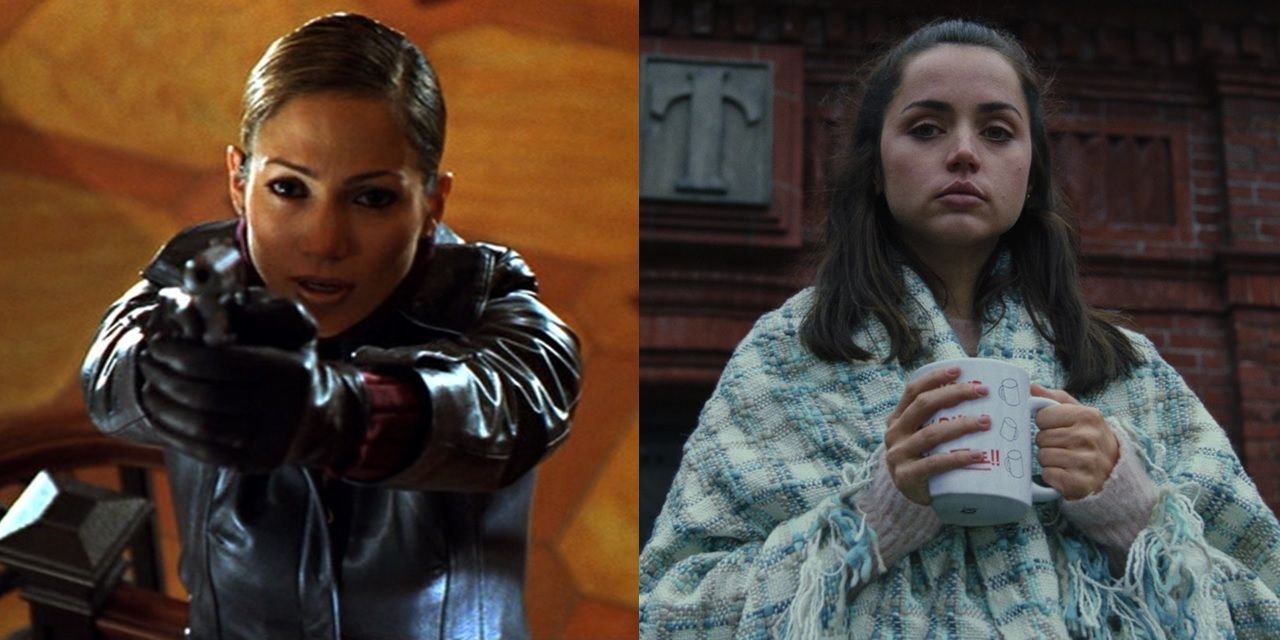 Split image of Jennifer Lopez in Out of Sight and Ana de Armas in Knives Out