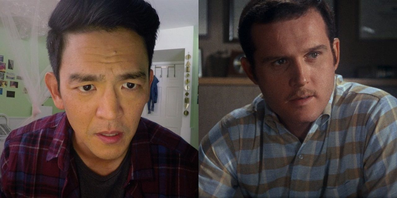 Split image of John Cho in Searching and Charles Grodin in Rosemary's Baby