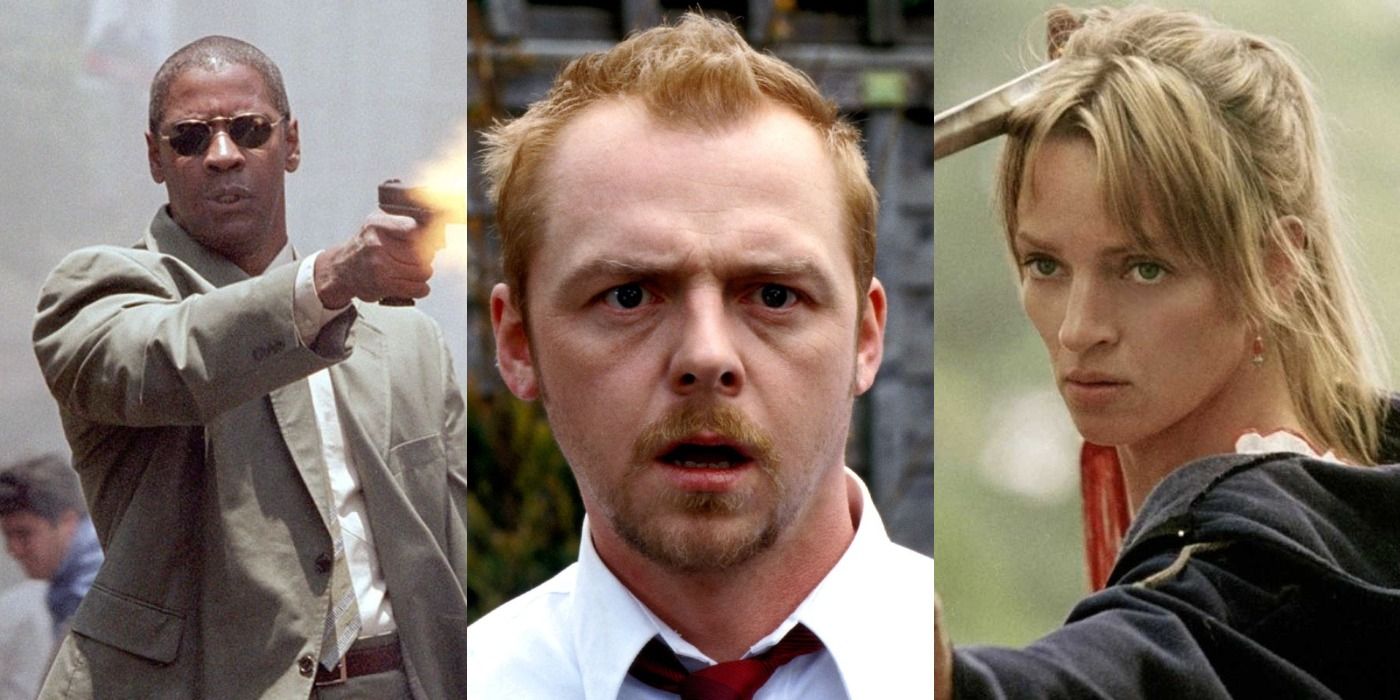 Split image of John in Man on Fire, Shaun in Shaun of the Dead, and The Bride in Kill Bill 2