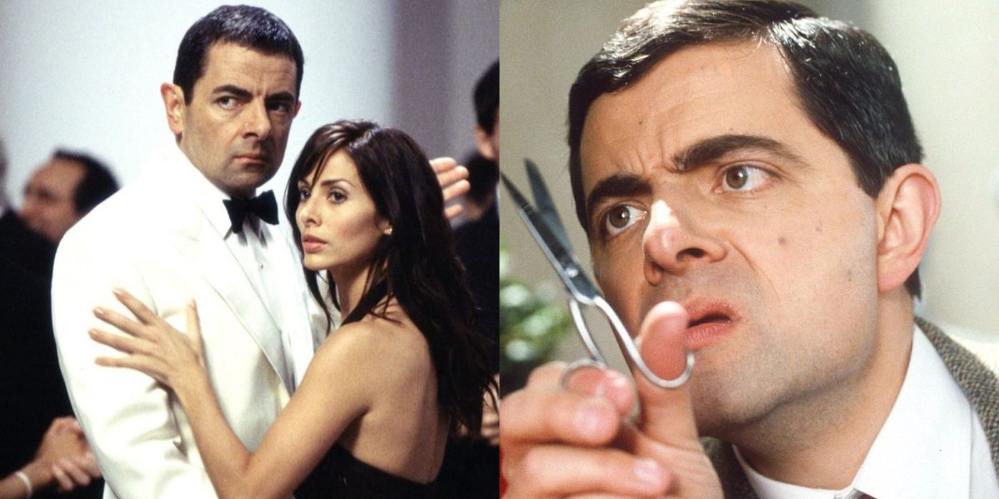 Split image of Johnny English in Johnny English and Mr. Bean in Bean