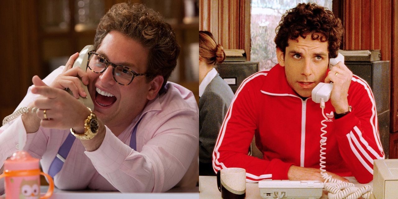 Split image of Jonah Hill in The Wolf of Wall Street and Ben Stiller in The Royal Tenenbaums