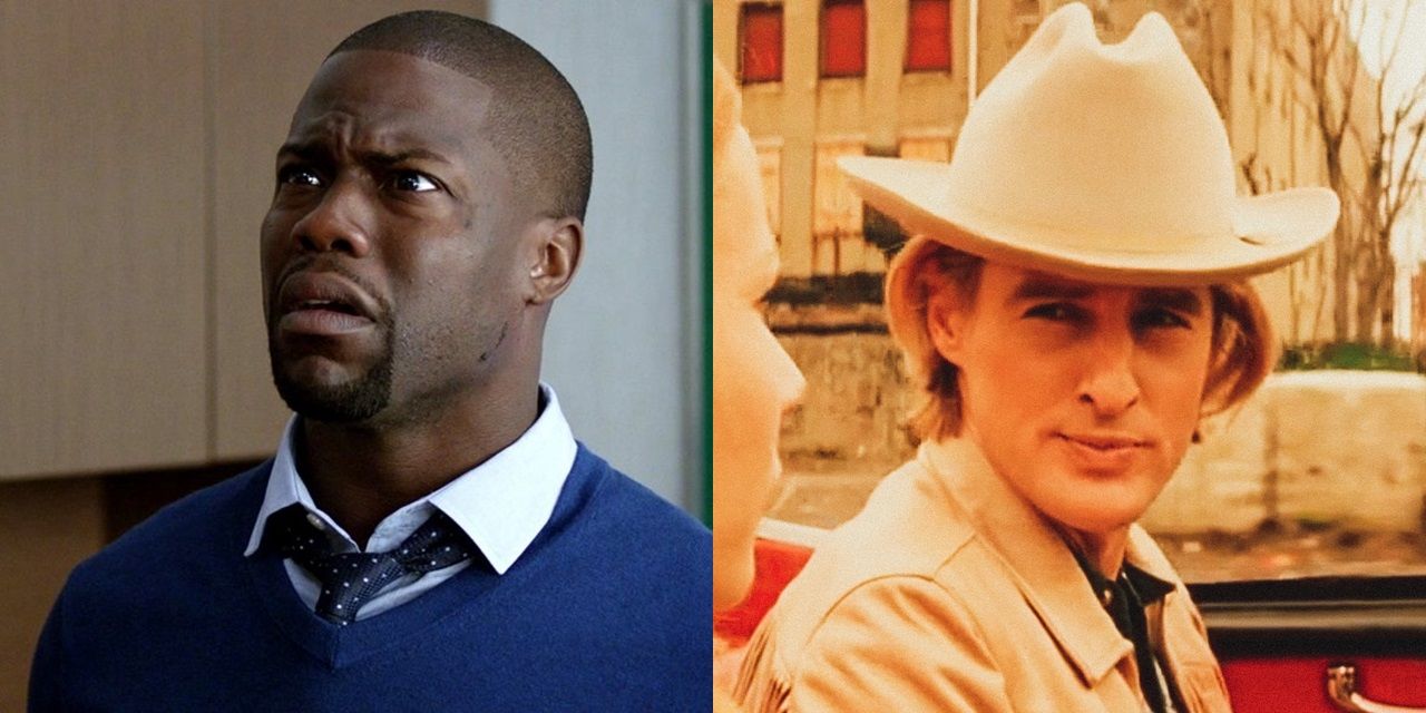 Split image of Kevin Hart in Central Intelligence and Owen Wilson in The Royal Tenenbaums