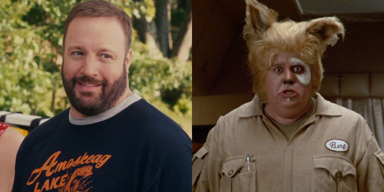Split image of Kevin James in Grown Ups and John Candy in Spaceballs
