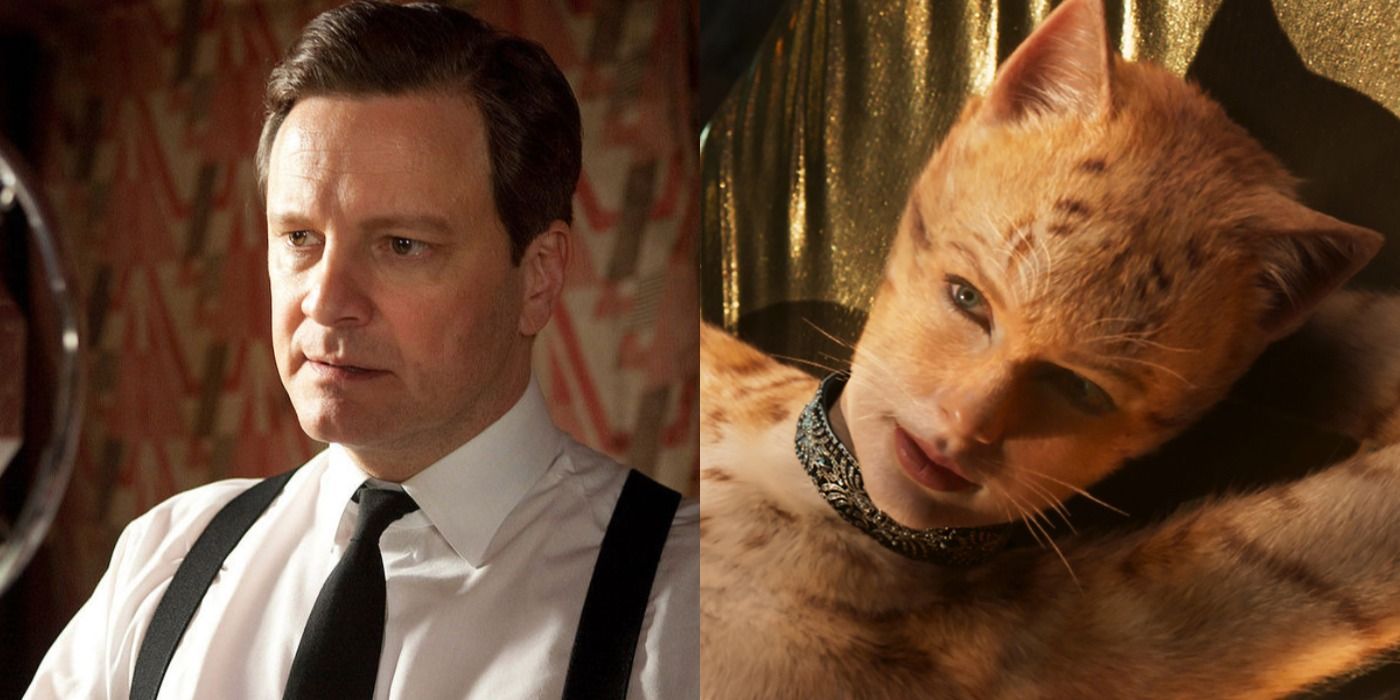 Split image of King George VI in The King's Speech and Taylor Swift in Cats