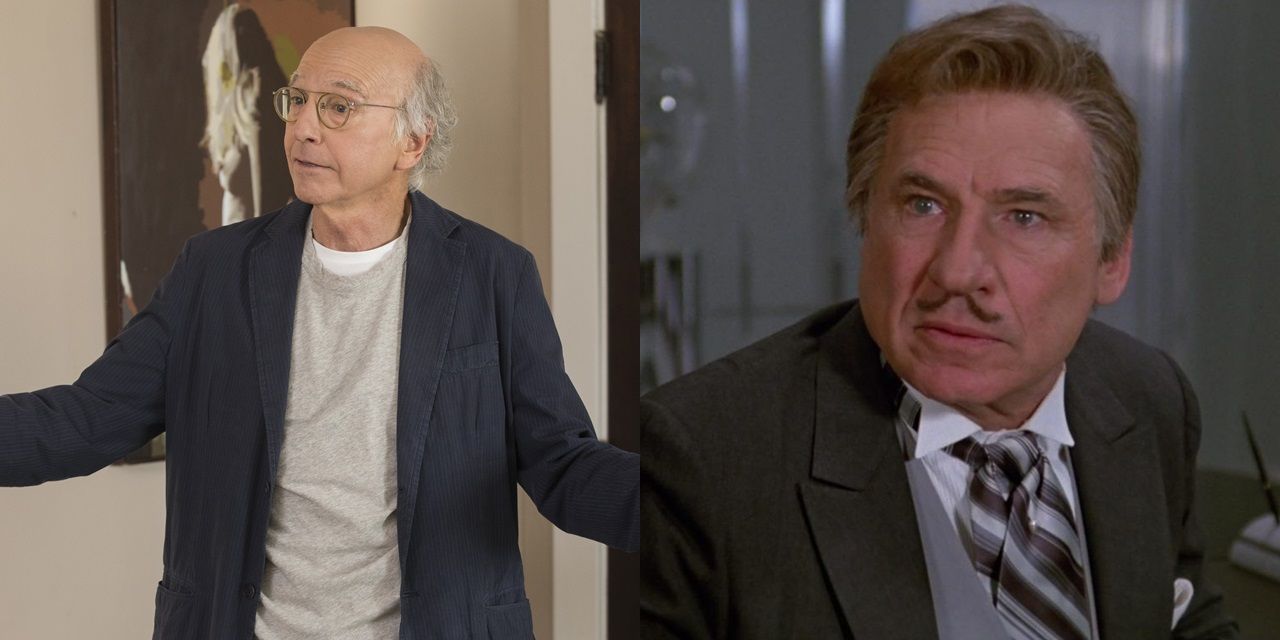 Split image of Larry David in Curb Your Enthusiasm and Mel Brooks in Spaceballs