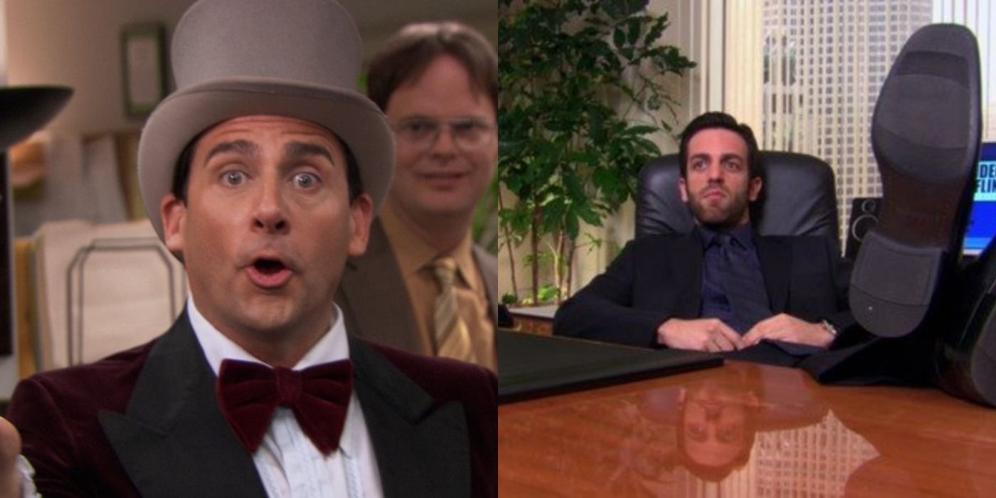 Split image of Michael and Ryan in The Office