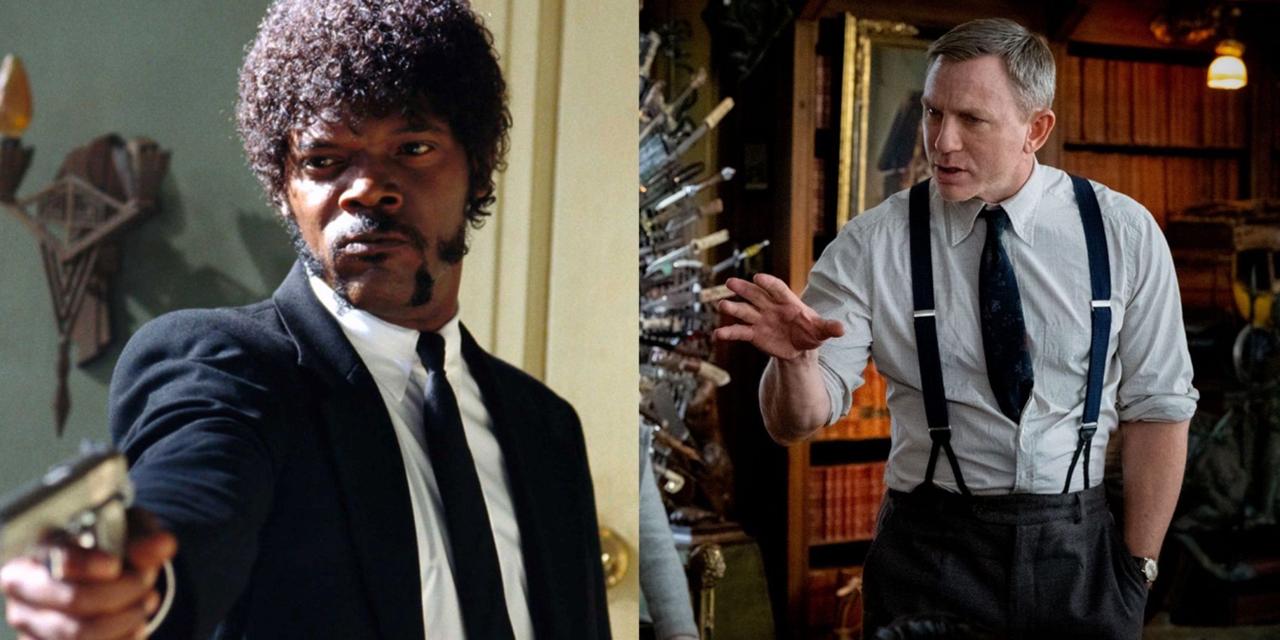 Split image of Samuel L Jackson in Pulp Fiction and Daniel Craig in Knives Out