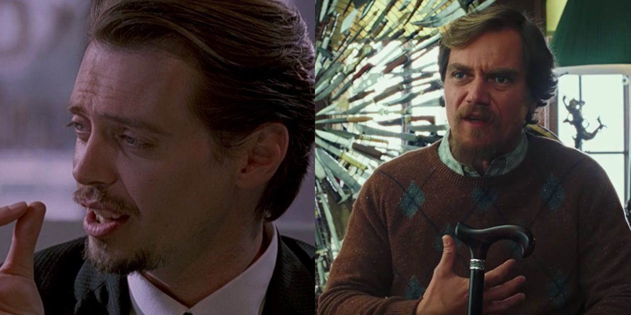 Split image of Steve Buscemi in Reservoir Dogs and Michael Shannon in Knives Out