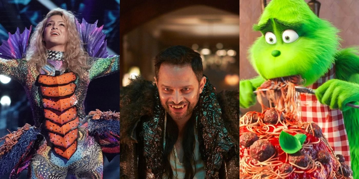 Split image of Tori Kelly, Nick Kroll and the Grinch, Sing 2 feature