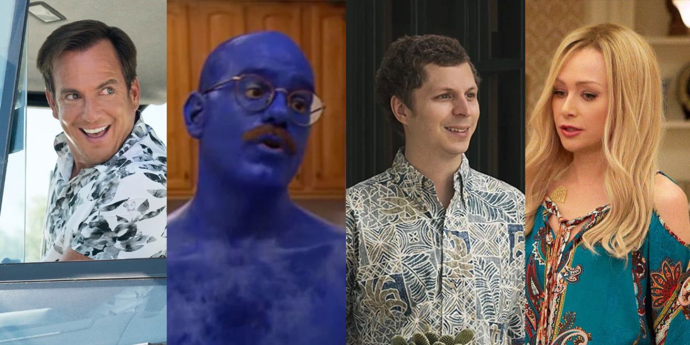 Split image of G.O.B., Tobias, George Michael, and Lindsay in Arrested Development.