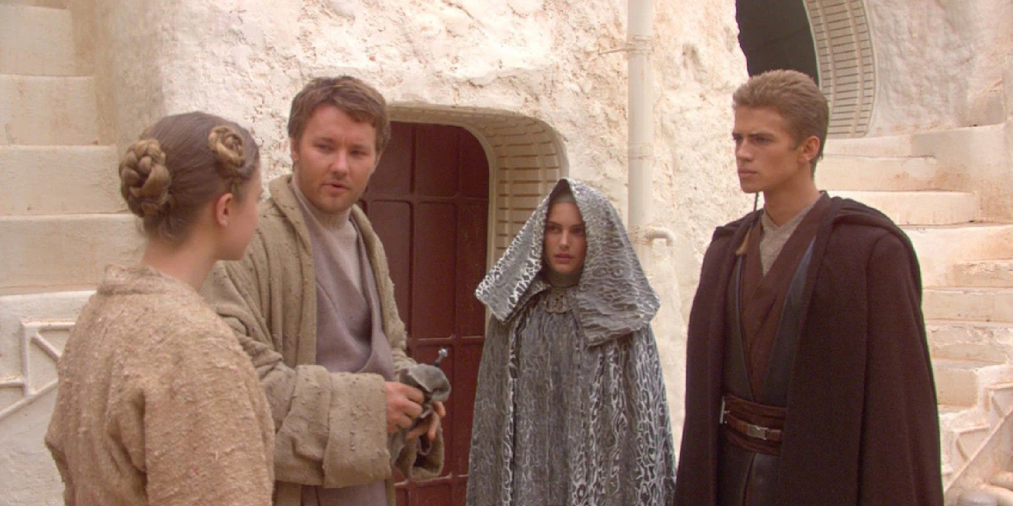 Beru, Owen, Padme, and Anakin in Star Wars Attack of the Clones