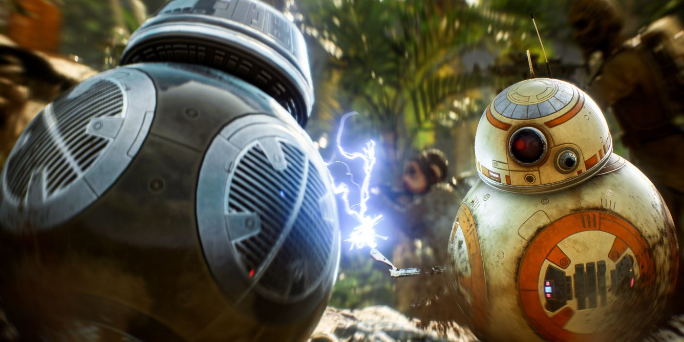 BB-8 and BB-9E fight in Star Wars Battlefront 2.