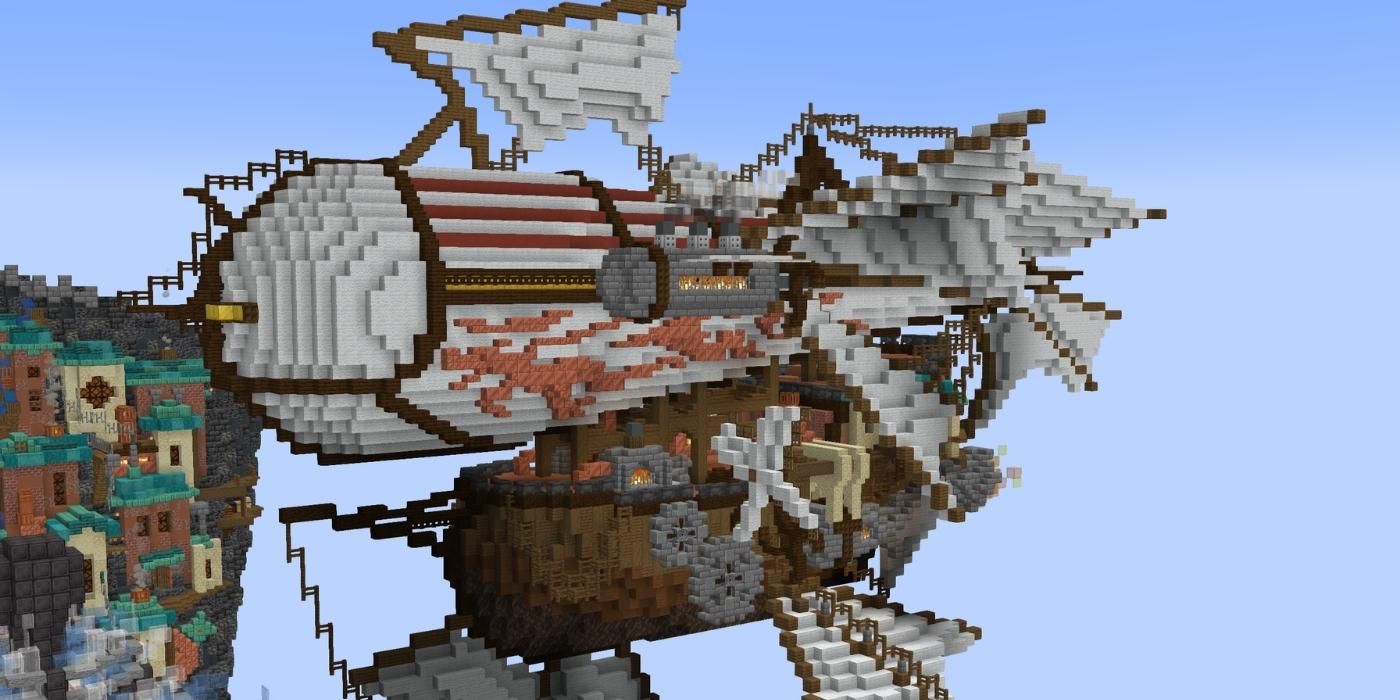 Steampunk Minecraft Robot Has A Whole City On Its Back