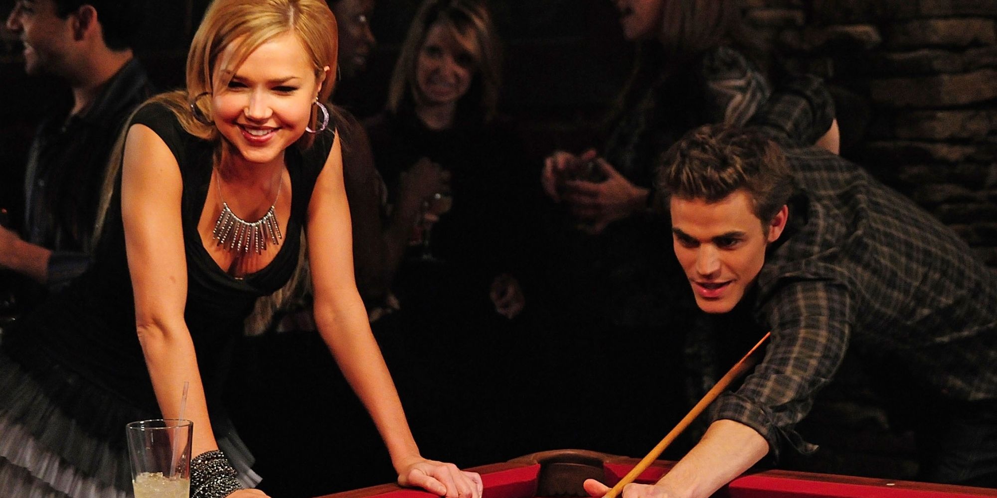 Stefan and Lexi playing pool in The Vampire Diaries.