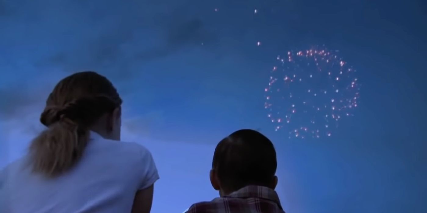 two kids watch fireworks in a still from a fan-made video for Mary's Song