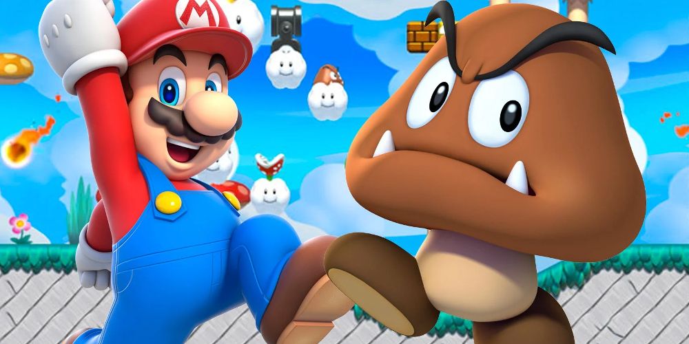 Mario faces a Goomba in Super Mario Maker 2