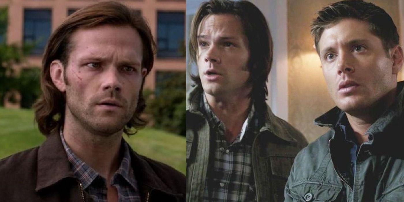 Split image of Sam Winchester and Sam and Dean in Supernatural