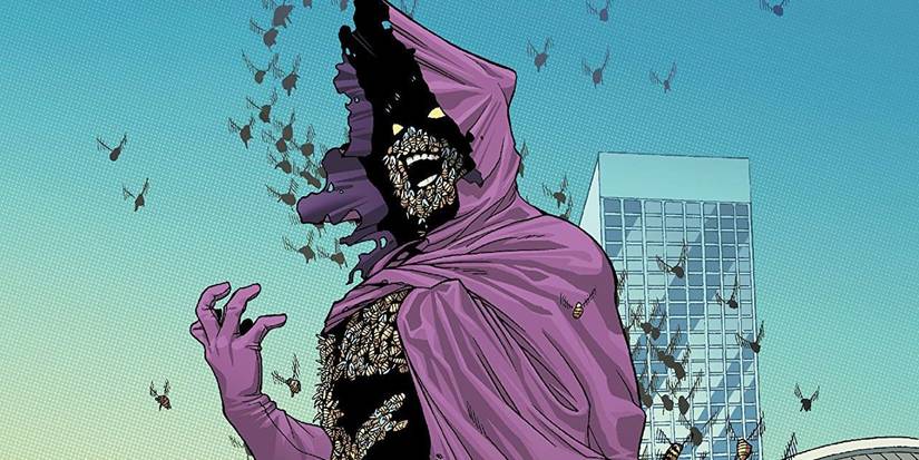 Swarm cackling in the city in Marvel comics