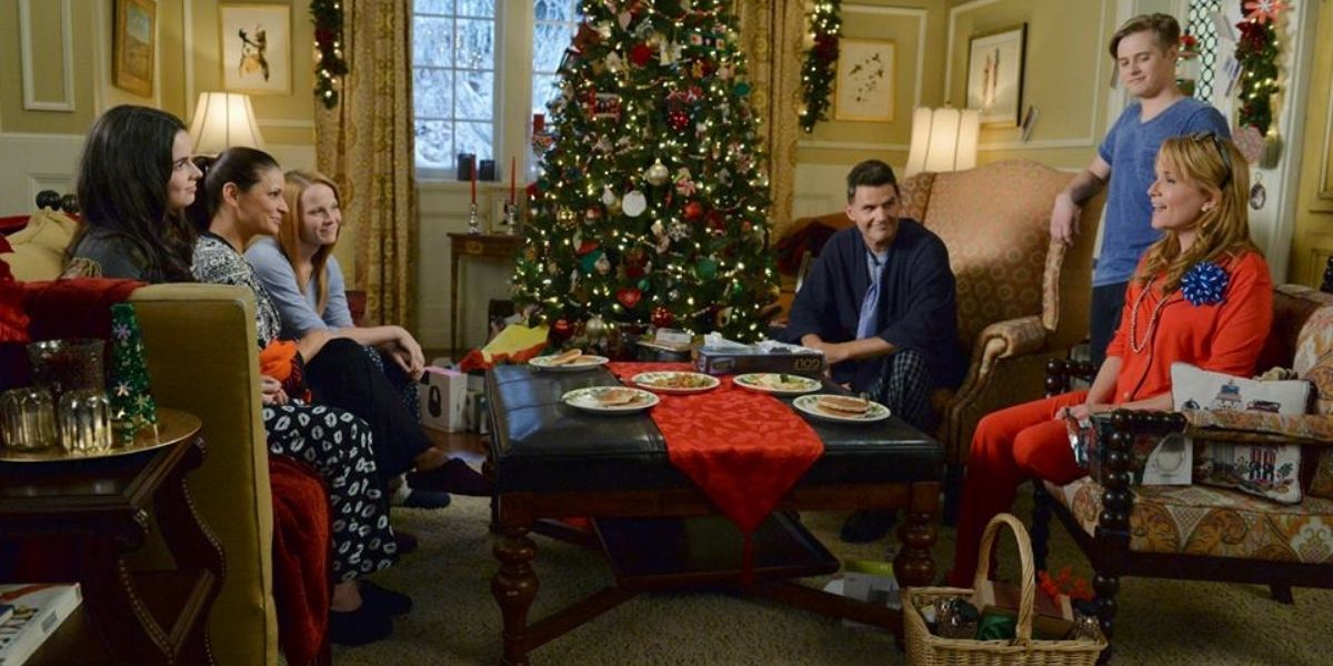 The Vasquez and Kennish family celebrating Christmas together in Switched At Birth