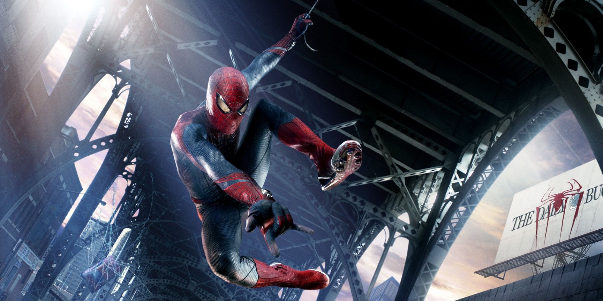 Spider-Man swinging in The Amazing Spider-Man