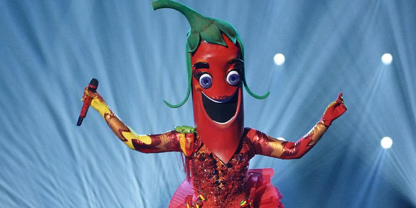 The Pepper celebrating on The Masked Singer stage