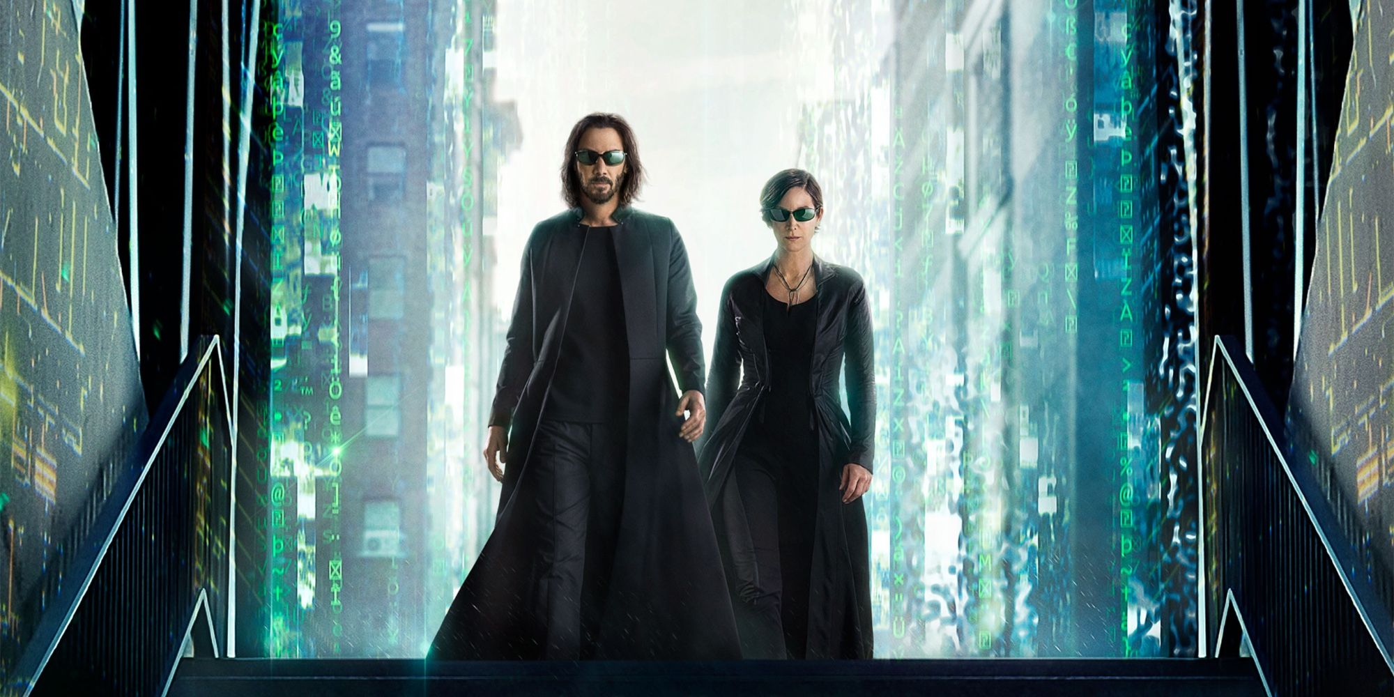 The Matrix Resurrections poster Neo Trinity Keanu Reeves Carrie-Ann Moss header