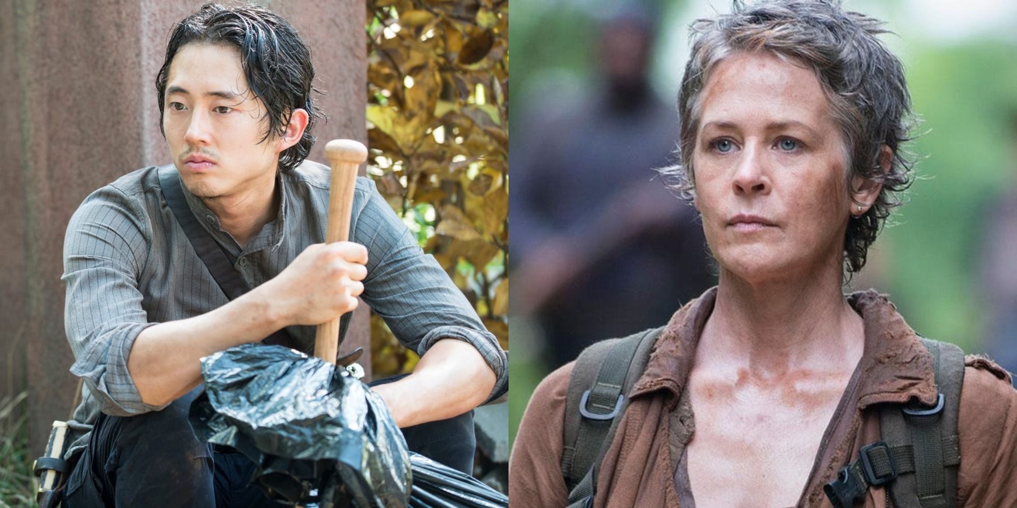 Split image showing Gleen and Carol in The Walking Dead