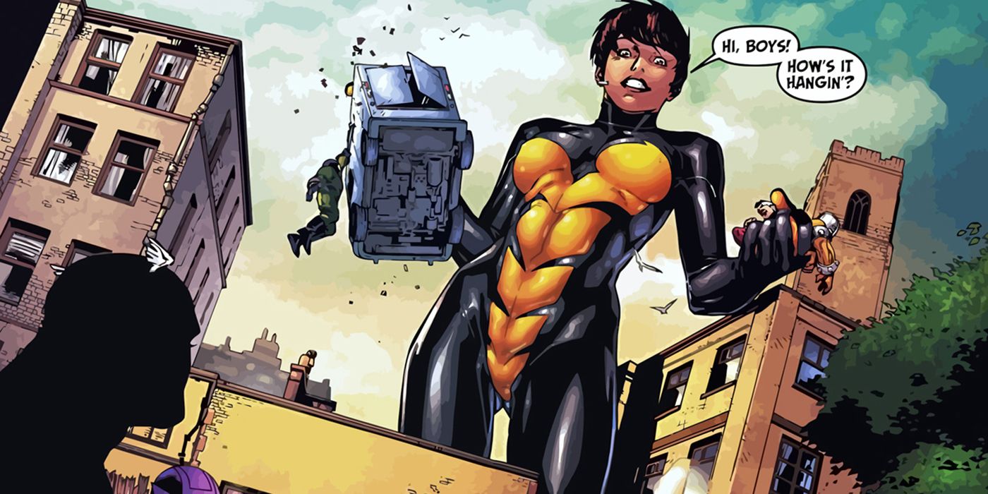 The Wasp grows to a giant size in Marvel comics.