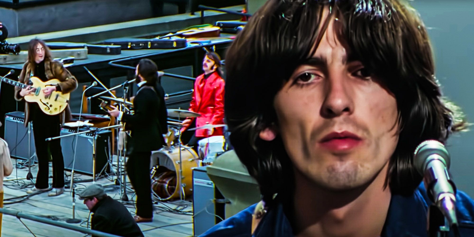 The Beatles with George in the foreground