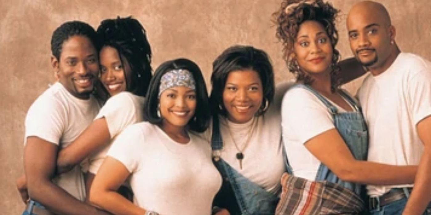 The cast of Living Single in a promo photo.