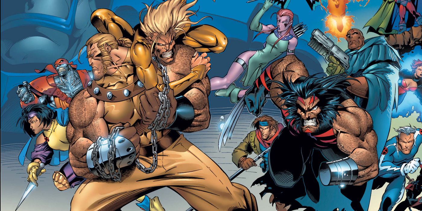 Age Of Apocalypse heroes and villains battle in Marvel Comics.