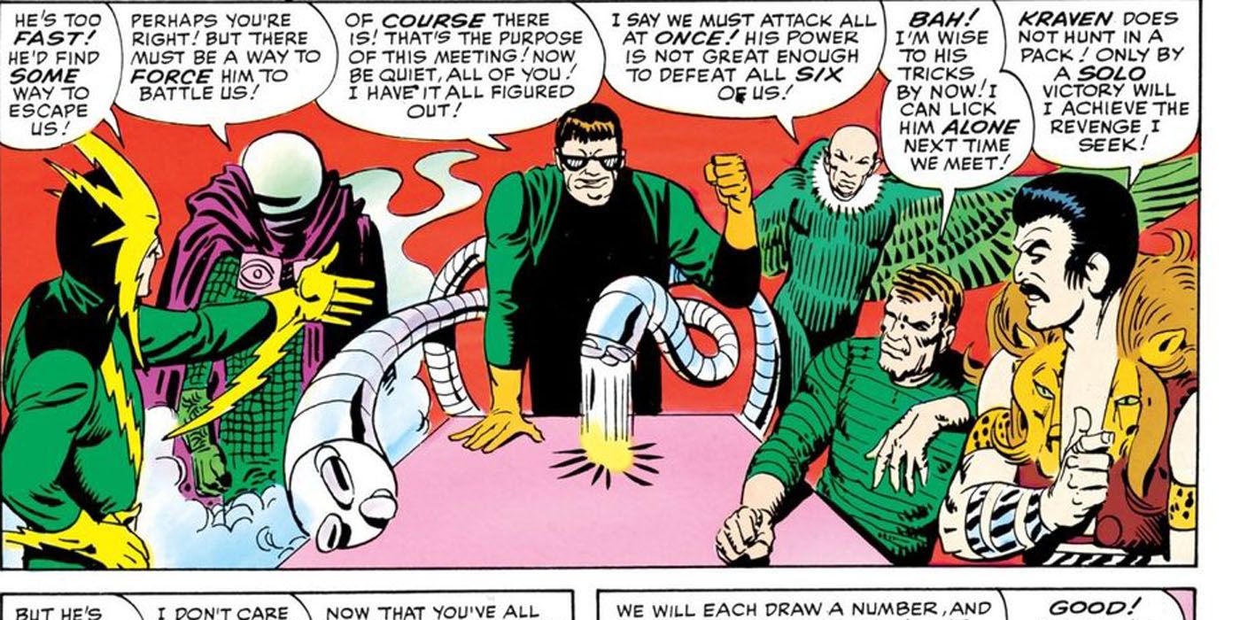 The original Sinister Six have a meeting in Marvel comics.