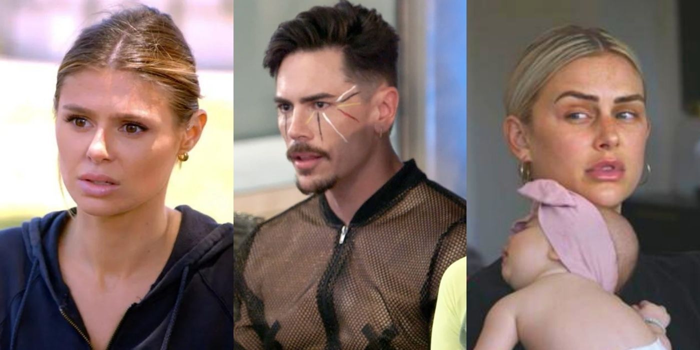 Three side by side images of Raquel, Tom, and Lala from season 9 of VPR