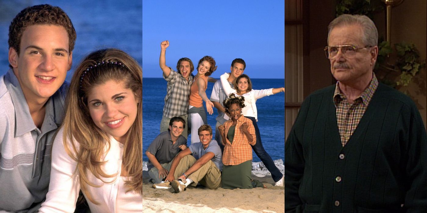 Three side by side images of the cast of Boy Meets World's cast