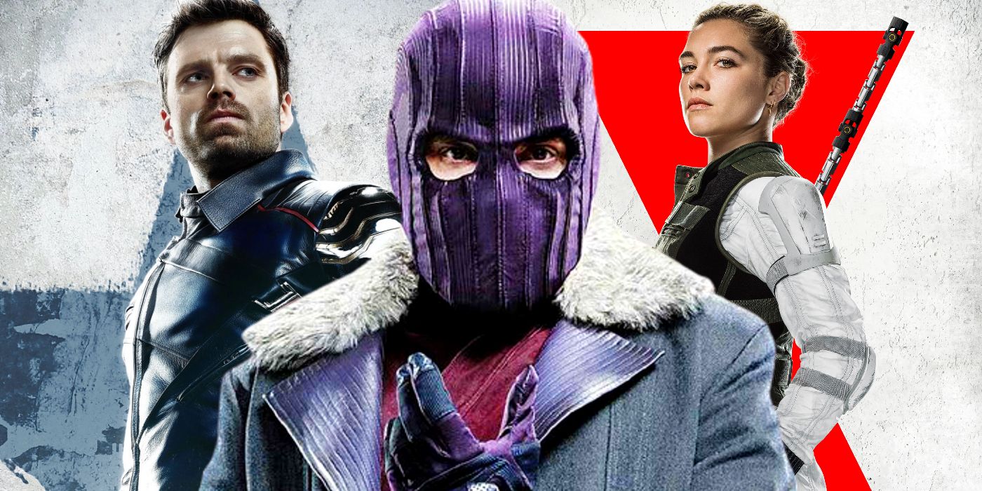 Blended image of the Thunderbolts MCU Yelena Belova, Winter Soldier, Baron Zemo