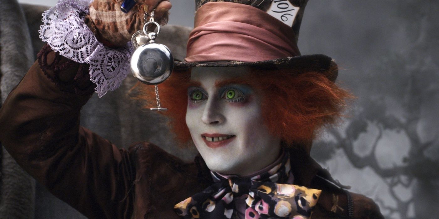 The mad hatter checking his watch in Alice in Wonderland