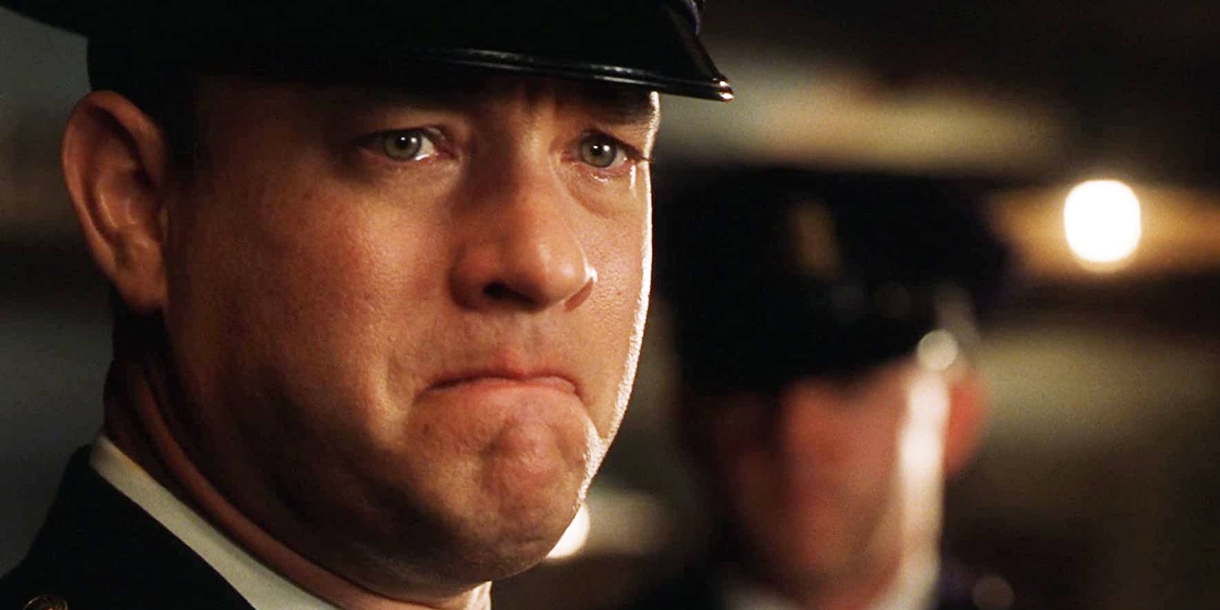 Tom Hanks holds back tears in The Green Mile.