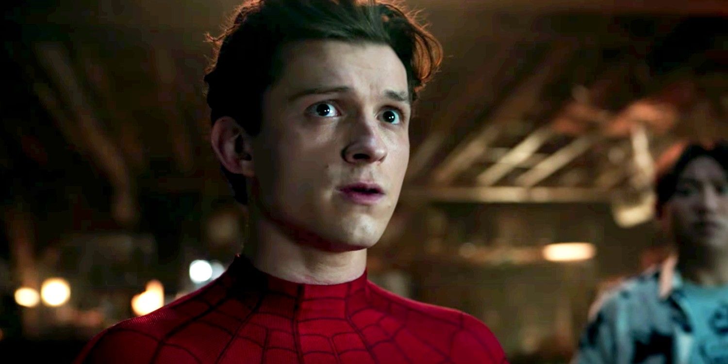 Peter Parker looking concerned in Spider-Man No Way Home