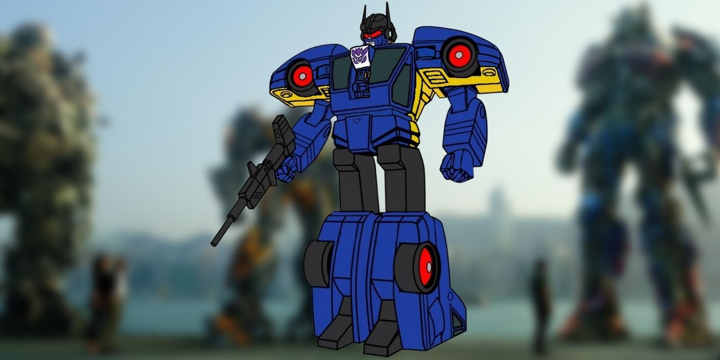 The robot Punch against a Transformers background