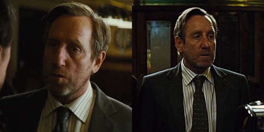 Trevor or Reverend Green in Hot Fuzz in two side by side images