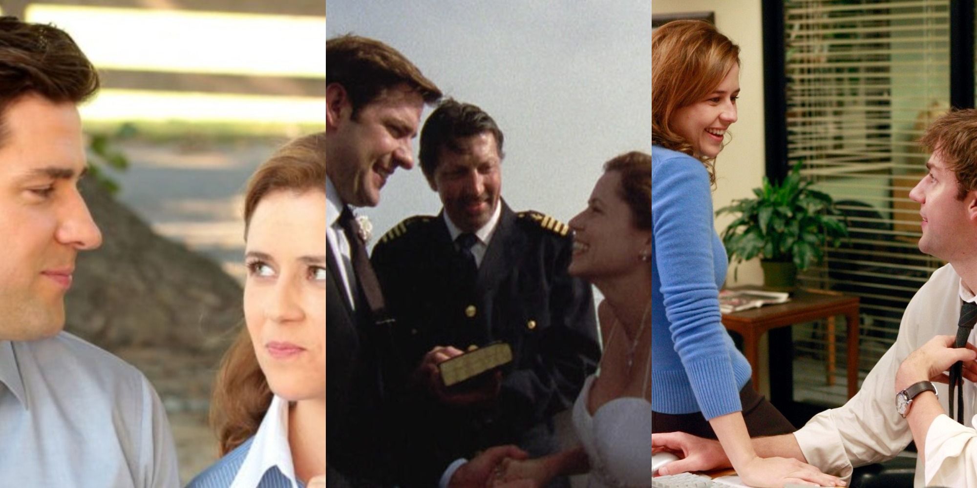 Triple image of Jim and Pam from the Office