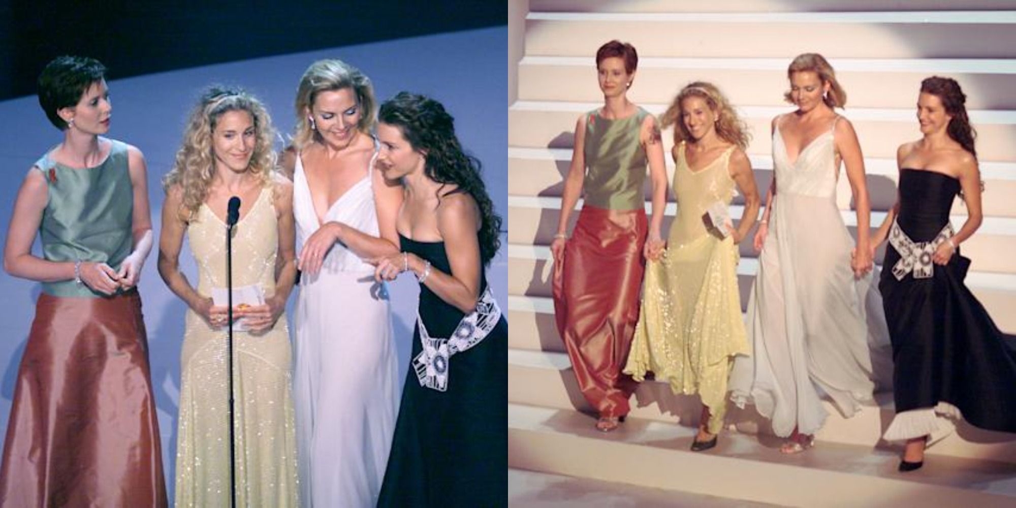 Two side by side images from the cast of SATC at the Emmy's