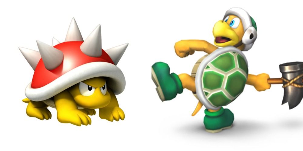 Two side by side images of Koopas from mario bros
